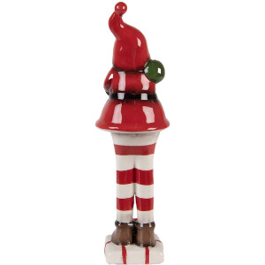 Clayre & Eef 6CE2264 Decoratie Kerstman 7x7x23 cm Rood/Wit