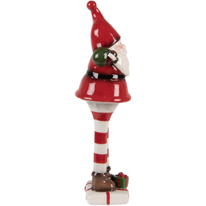Clayre & Eef 6CE2264 Decoratie Kerstman 7x7x23 cm Rood/Wit
