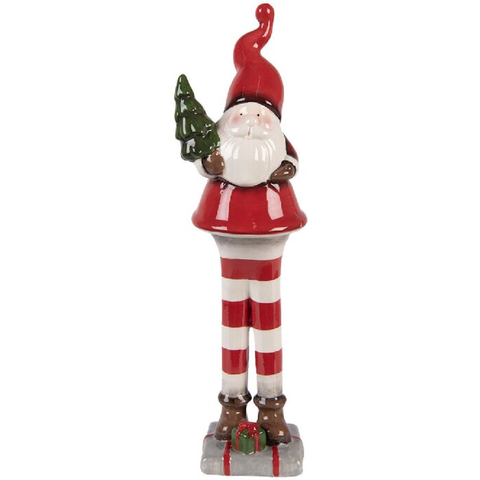 Clayre & Eef 6CE2265 Kerstman Decoratie Rood Wit 9x8x30 cm