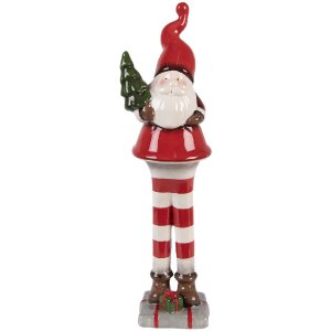 Clayre & Eef 6CE2265 Kerstman Decoratie Rood Wit 9x8x30 cm