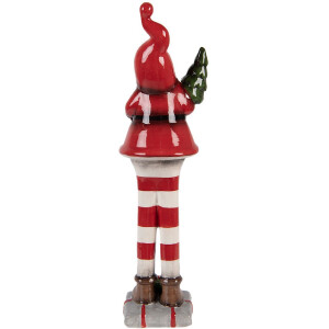 Clayre & Eef 6CE2265 Kerstman Decoratie Rood Wit 9x8x30 cm