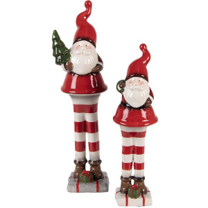 Clayre & Eef 6CE2265 Kerstman Decoratie Rood Wit 9x8x30 cm