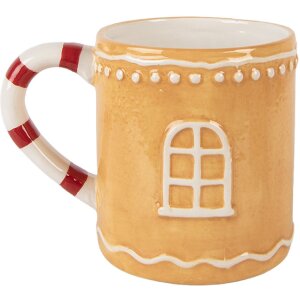 Clayre & Eef 6CEMU0213 Beker met deksel Bruin-Wit 350ml