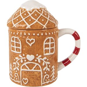 Clayre & Eef 6CEMU0214 Beker met deksel 450ml 14x10x15cm