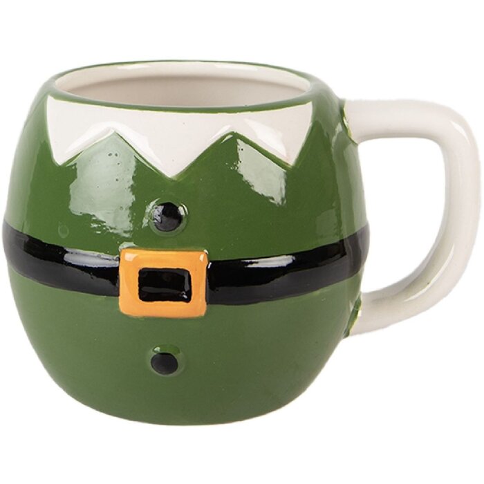 Clayre & Eef 6CEMU0217 Beker 14x11x9 cm Groen/Zwart 450 ml