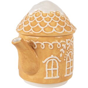 Clayre & Eef 6CETE0213 Theepot met Kop Keramiek bruin wit