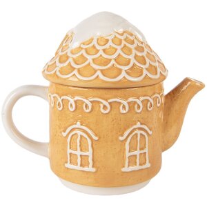 Clayre & Eef 6CETE0213 Theepot met Kop Keramiek bruin wit