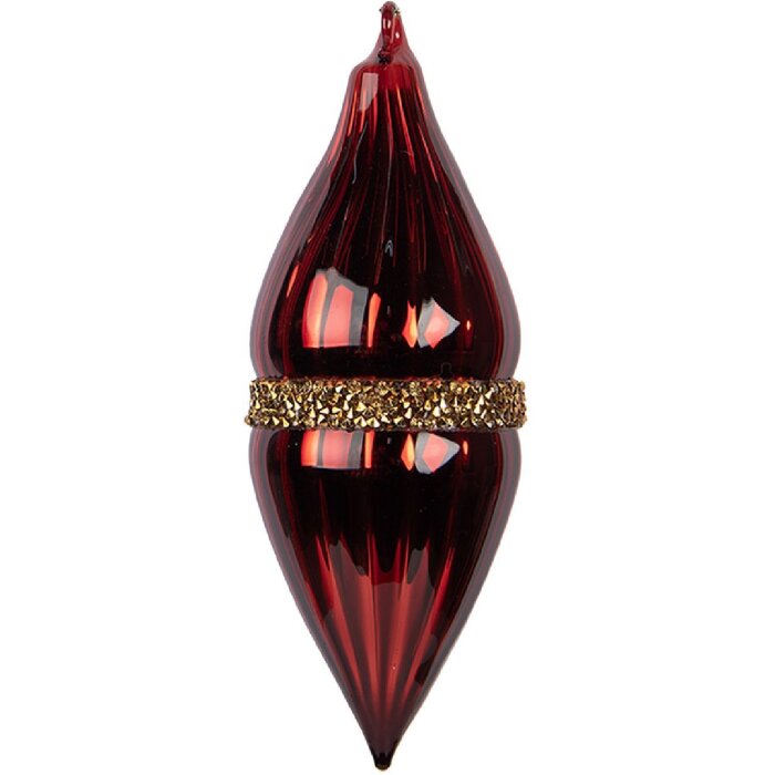 Clayre & Eef 6GL5095 Kerstbal Rood-Goud 6x17 cm