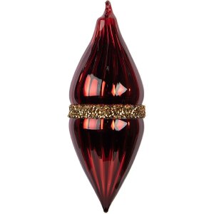 Clayre & Eef 6GL5095 Kerstbal Rood-Goud 6x17 cm