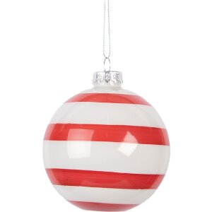 Clayre & Eef 6GL5131 Kerstbal 8x8 cm Rood-Wit