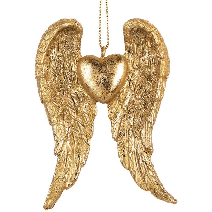 Clayre & Eef 6PR5641 Decoratieve Vleugelhanger Goudkleurig 6x2x9 cm