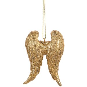 Clayre & Eef 6PR5641 Decoratieve Vleugelhanger Goudkleurig 6x2x9 cm