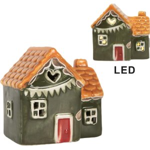 Clayre & Eef 6CE2270 Decoratiehuis met LED 8x6x8 cm