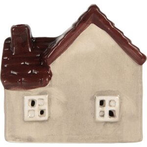 Clayre & Eef 6CE2271 Decoratiehuis met LED 8x6x8 cm Beige-Rood