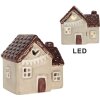 Clayre & Eef 6CE2271 Decoratiehuis met LED 8x6x8 cm Beige-Rood
