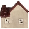 Clayre & Eef 6CE2271 Decoratiehuis met LED 8x6x8 cm Beige-Rood