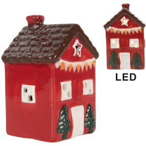 Clayre & Eef 6CE2273 Decoratie Huis met LED 6x6x10 cm