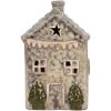 Clayre & Eef 6CE2274 LED Decoratiehuis Grijs/Groen 6x6x11 cm
