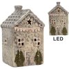 Clayre & Eef 6CE2274 LED Decoratiehuis Grijs/Groen 6x6x11 cm