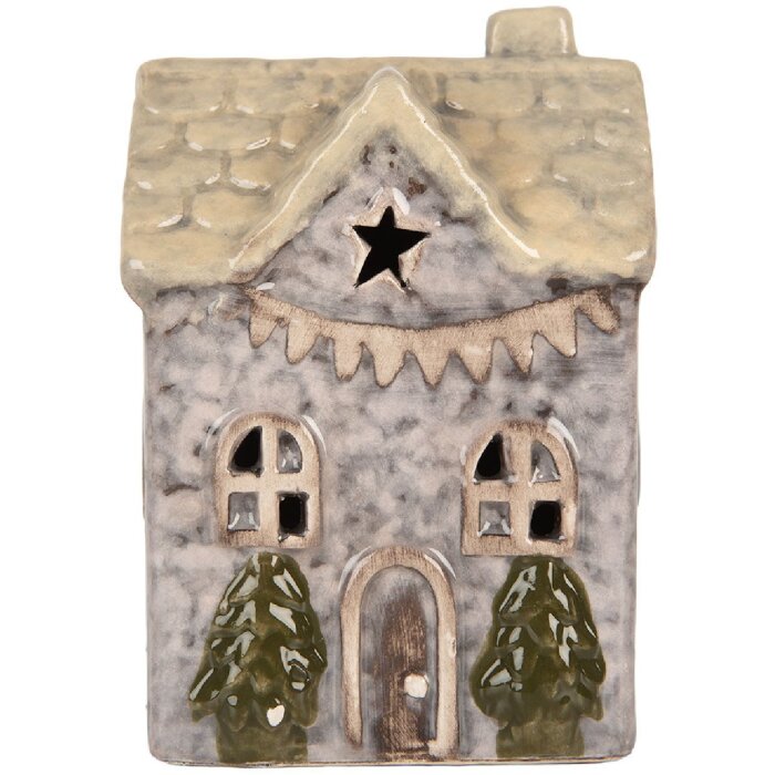 Clayre & Eef 6CE2275 Decoratie Huis met LED 6x6x10 cm