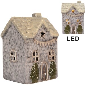Clayre & Eef 6CE2275 Decoratie Huis met LED 6x6x10 cm