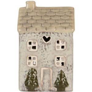 Clayre & Eef Kandelaar Huis 9x8x15 cm Grijs/Beige