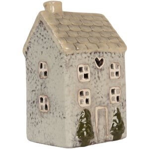 Clayre & Eef Kandelaar Huis 9x8x15 cm Grijs/Beige