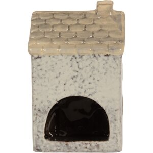 Clayre & Eef Kandelaar Huis 9x8x15 cm Grijs/Beige