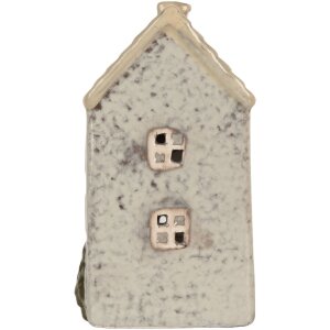 Clayre & Eef Kandelaar Huis 9x8x15 cm Grijs/Beige