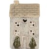 Clayre & Eef Kandelaar Huis 9x8x15 cm Grijs/Beige
