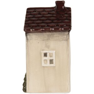 Clayre & Eef 6CE2279 Kandelaar Huis 10x8x15 cm Beige/Rood