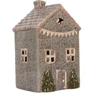 Clayre & Eef 6CE2280 Kandelaar Huis Blauw Roze 10x8x15cm