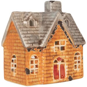Clayre & Eef Kandelaar Huis 13x8x14 cm Oranje Beige