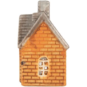 Clayre & Eef Kandelaar Huis 13x8x14 cm Oranje Beige