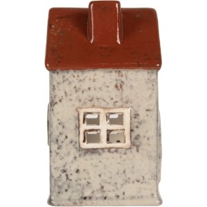 Clayre & Eef 6CE2284 Kandelaar Huis 8x7x13 cm Grijs Rood