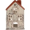 Clayre & Eef 6CE2284 Kandelaar Huis 8x7x13 cm Grijs Rood