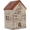 Clayre & Eef 6CE2284 Kandelaar Huis 8x7x13 cm Grijs Rood