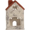 Clayre & Eef 6CE2284 Kandelaar Huis 8x7x13 cm Grijs Rood