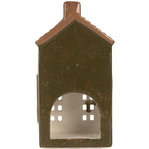 Clayre & Eef 6CE2285 Kandelaar Huis Groen/Bruin 8x6x16 cm