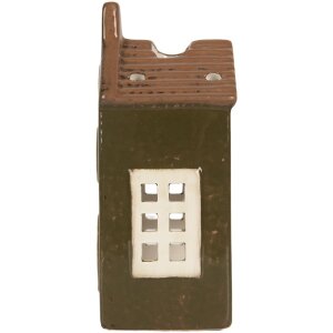 Clayre & Eef 6CE2285 Kandelaar Huis Groen/Bruin 8x6x16 cm