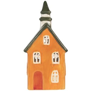 Clayre & Eef 6CE2288 Kandelaar Huis 10x7x21 cm Oranje Groen