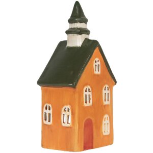 Clayre & Eef 6CE2288 Kandelaar Huis 10x7x21 cm Oranje Groen