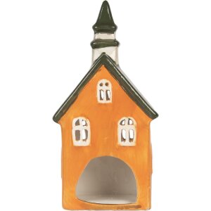Clayre & Eef 6CE2288 Kandelaar Huis 10x7x21 cm Oranje Groen