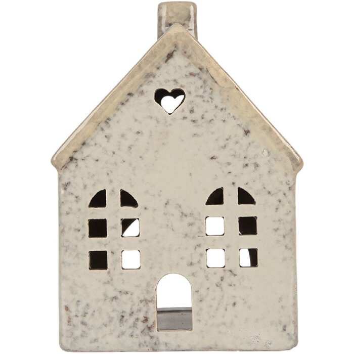 Clayre & Eef 6CE2290 Kandelaar Huis 11x7x16 cm Grijs/Beige