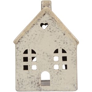 Clayre & Eef 6CE2290 Kandelaar Huis 11x7x16 cm Grijs/Beige