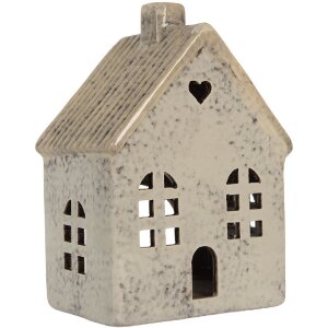 Clayre & Eef 6CE2290 Kandelaar Huis 11x7x16 cm Grijs/Beige