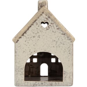 Clayre & Eef 6CE2290 Kandelaar Huis 11x7x16 cm Grijs/Beige