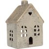 Clayre & Eef 6CE2290 Kandelaar Huis 11x7x16 cm Grijs/Beige
