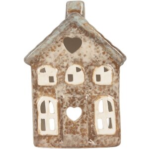 Clayre & Eef Kandelaar Huis 9x6x13 cm Beige Groen