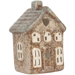 Clayre & Eef Kandelaar Huis 9x6x13 cm Beige Groen